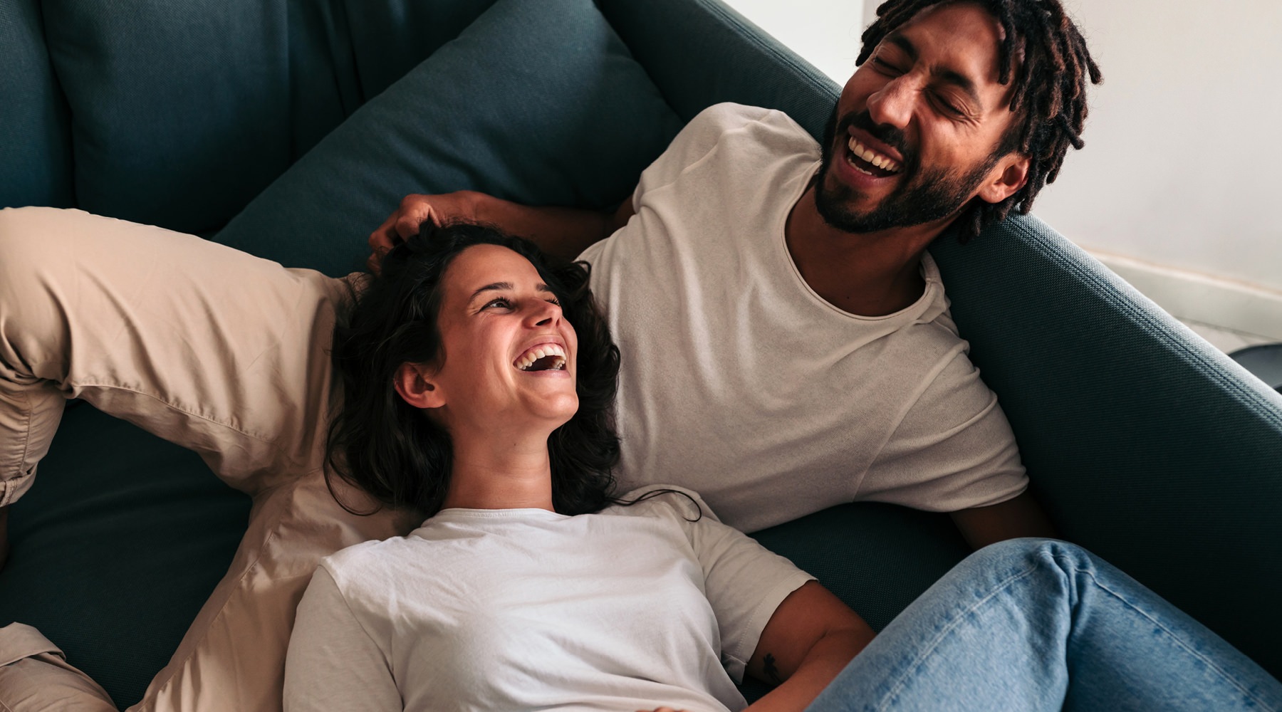 a couple relaxing at home